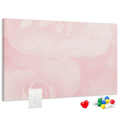 Tableau affichage liège Délicates roses roses en arrière-plan.