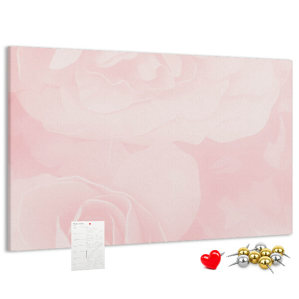 Tableau affichage liège Délicates roses roses en arrière-plan.