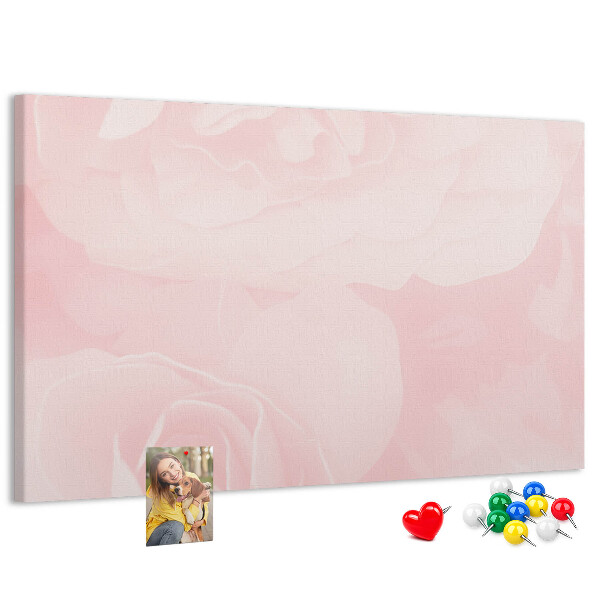 Tableau affichage liège Délicates roses roses en arrière-plan.