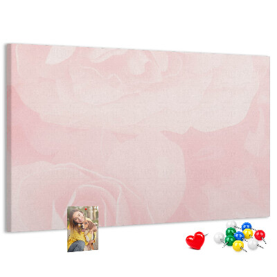 Tableau affichage liège Délicates roses roses en arrière-plan.
