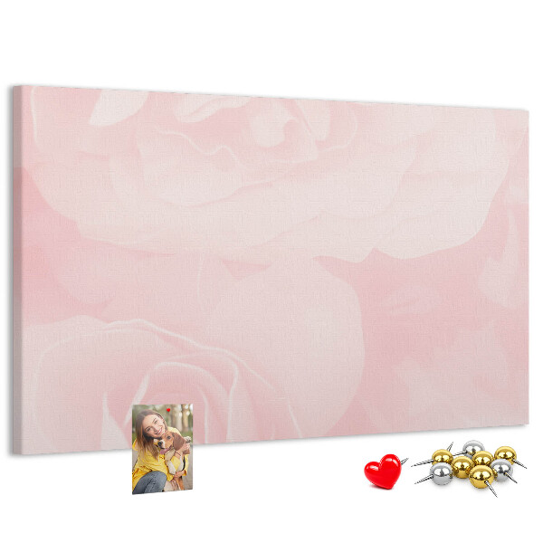 Tableau affichage liège Délicates roses roses en arrière-plan.