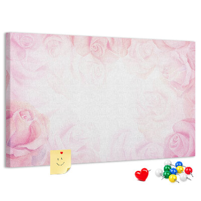 Tableau de liège Délicates roses roses en arrière-plan.