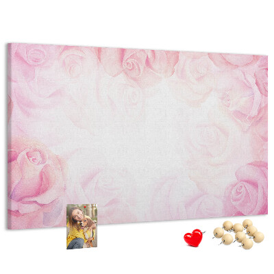 Tableau de liège Délicates roses roses en arrière-plan.