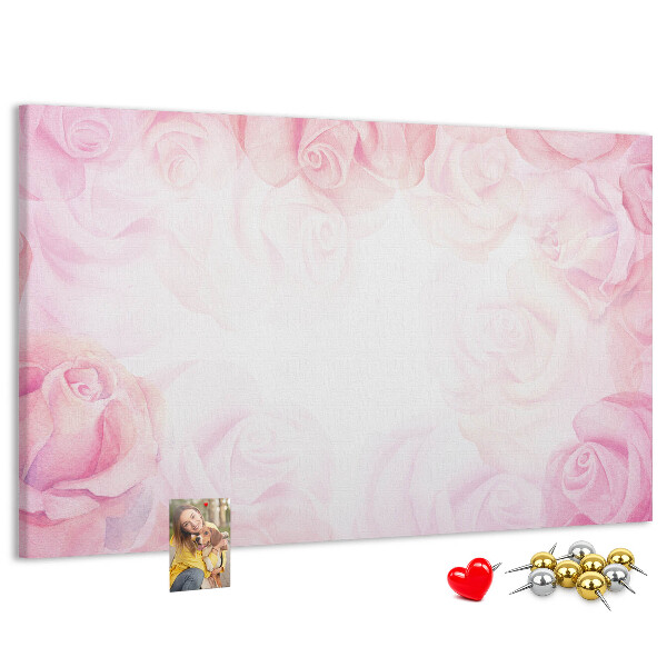Tableau de liège Délicates roses roses en arrière-plan.