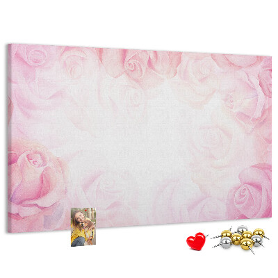 Tableau de liège Délicates roses roses en arrière-plan.