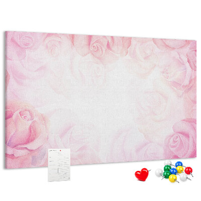 Tableau de liège Délicates roses roses en arrière-plan.