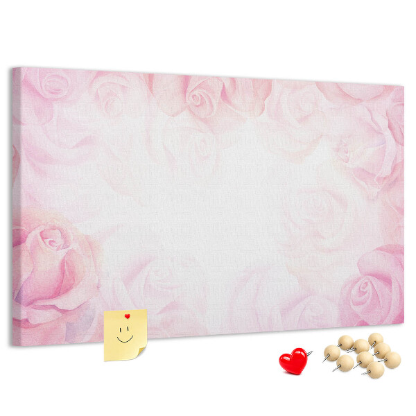 Tableau de liège Délicates roses roses en arrière-plan.