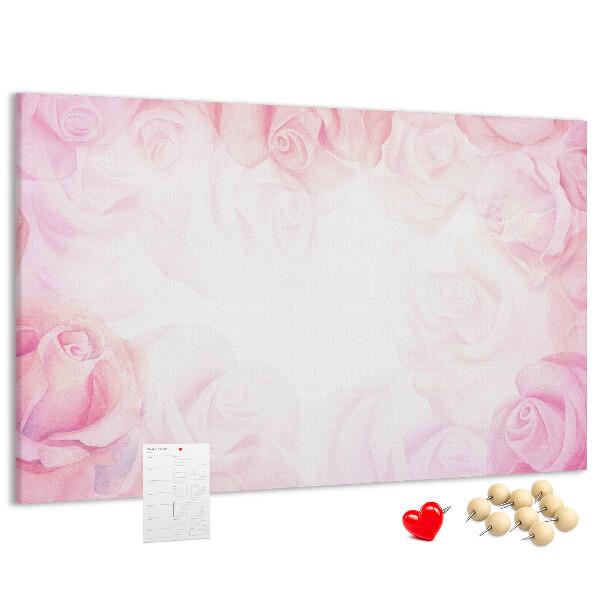 Tableau de liège Délicates roses roses en arrière-plan.