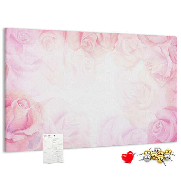 Tableau de liège Délicates roses roses en arrière-plan.