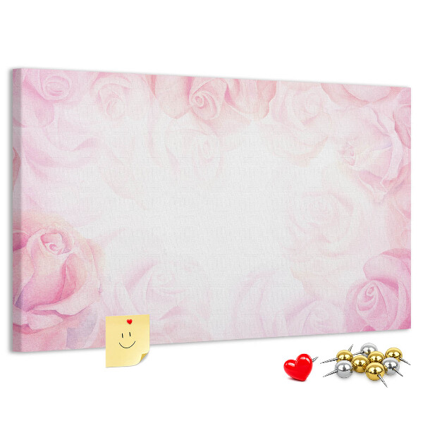 Tableau de liège Délicates roses roses en arrière-plan.