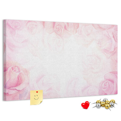 Tableau de liège Délicates roses roses en arrière-plan.
