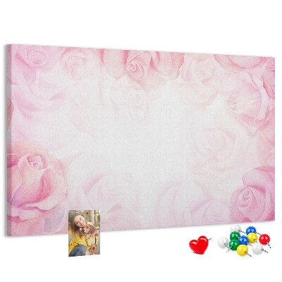 Tableau de liège Délicates roses roses en arrière-plan.