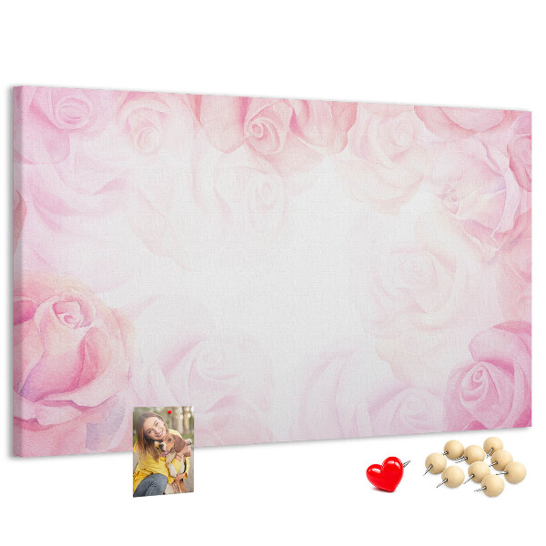 Tableau de liège Délicates roses roses en arrière-plan.