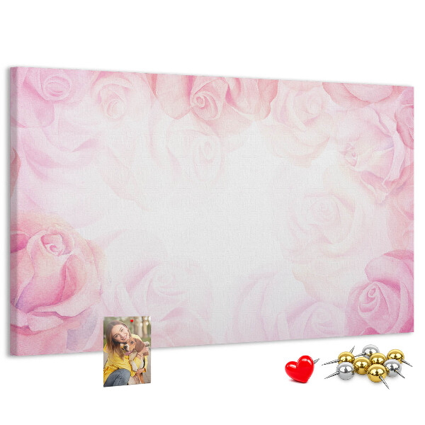 Tableau de liège Délicates roses roses en arrière-plan.