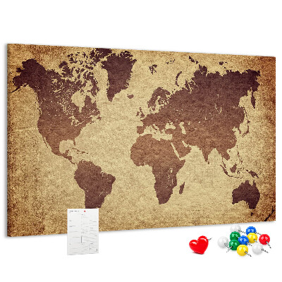 Tableau en liège Carte du monde antique en tons bruns