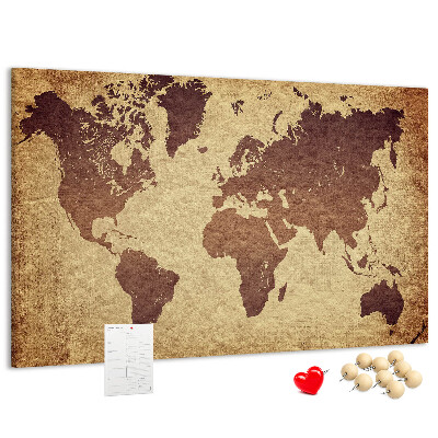 Tableau en liège Carte du monde antique en tons bruns