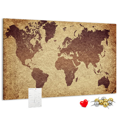 Tableau en liège Carte du monde antique en tons bruns