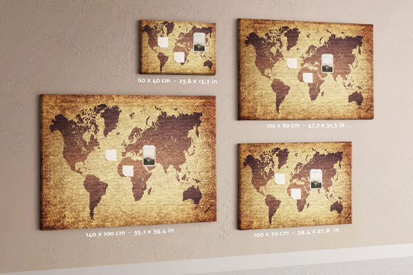 Tableau en liège Carte du monde antique en tons bruns