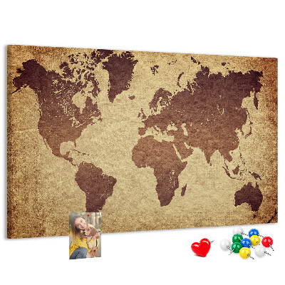 Tableau en liège Carte du monde antique en tons bruns