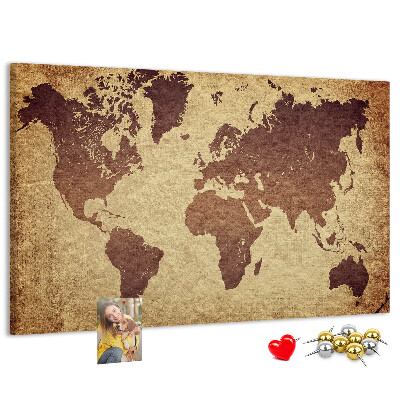 Tableau en liège Carte du monde antique en tons bruns
