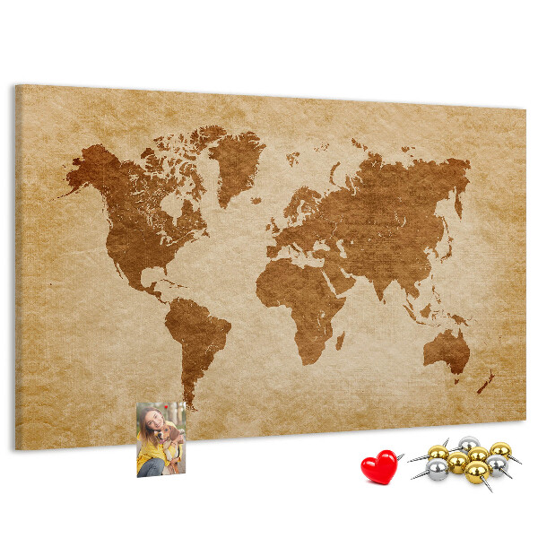 Tableau de liège Carte du monde antique en tons bruns