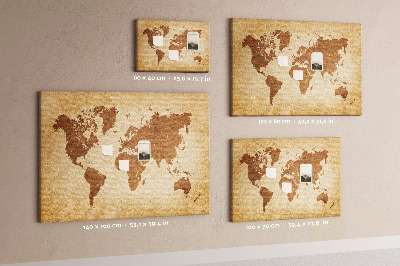 Tableau de liège Carte du monde antique en tons bruns