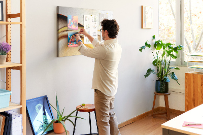 Tableau en liège Vagues dorées sur fond neutre