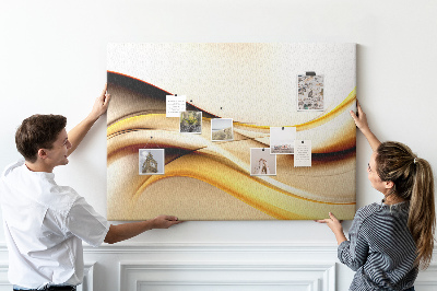 Tableau en liège Vagues dorées sur fond neutre