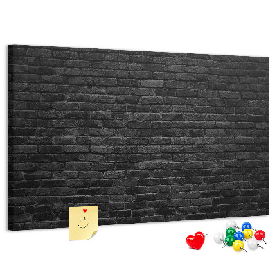 Tableau affichage liège Gros plan sur un mur de briques sombres et texturées