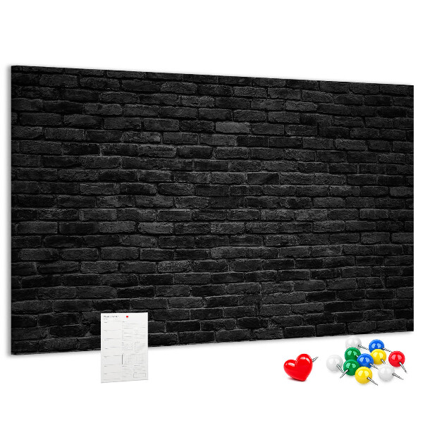 Tableau affichage liège Gros plan sur un mur de briques sombres et texturées
