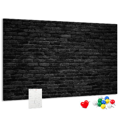 Tableau affichage liège Gros plan sur un mur de briques sombres et texturées