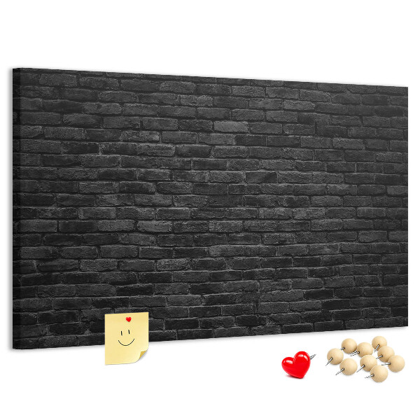 Tableau affichage liège Gros plan sur un mur de briques sombres et texturées
