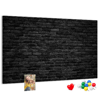 Tableau affichage liège Gros plan sur un mur de briques sombres et texturées