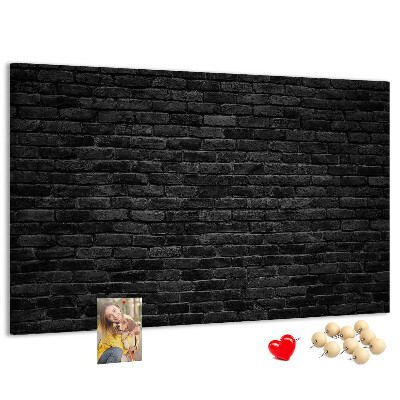 Tableau affichage liège Gros plan sur un mur de briques sombres et texturées