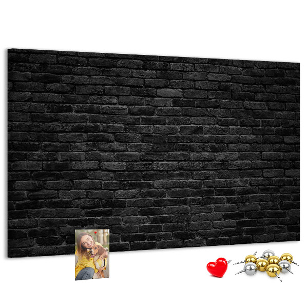 Tableau affichage liège Gros plan sur un mur de briques sombres et texturées