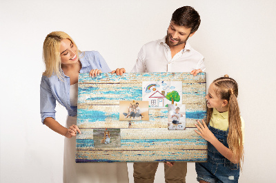 Tableau affichage liège Planches rustiques dans des tons de bleu