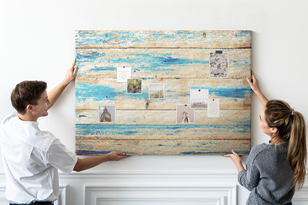 Tableau affichage liège Planches rustiques dans des tons de bleu