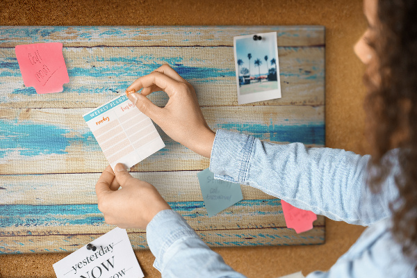 Tableau affichage liège Planches rustiques dans des tons de bleu