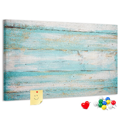 Tableau de liège Planche en bois dans les tons de bleu.