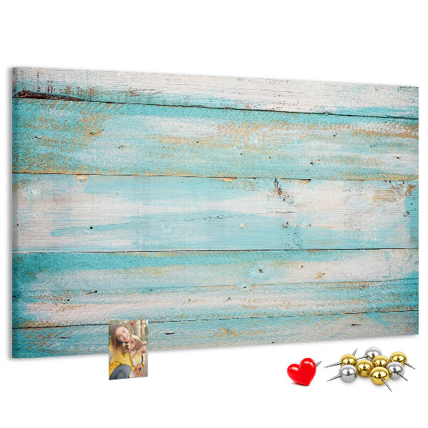 Tableau de liège Planche en bois dans les tons de bleu.