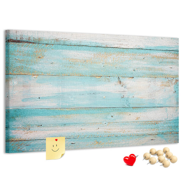 Tableau de liège Planche en bois dans les tons de bleu.