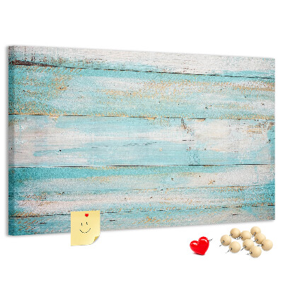 Tableau de liège Planche en bois dans les tons de bleu.
