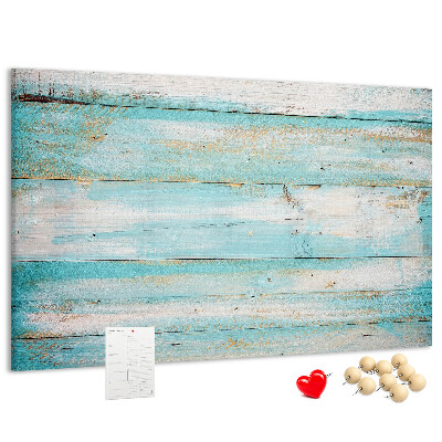 Tableau de liège Planche en bois dans les tons de bleu.