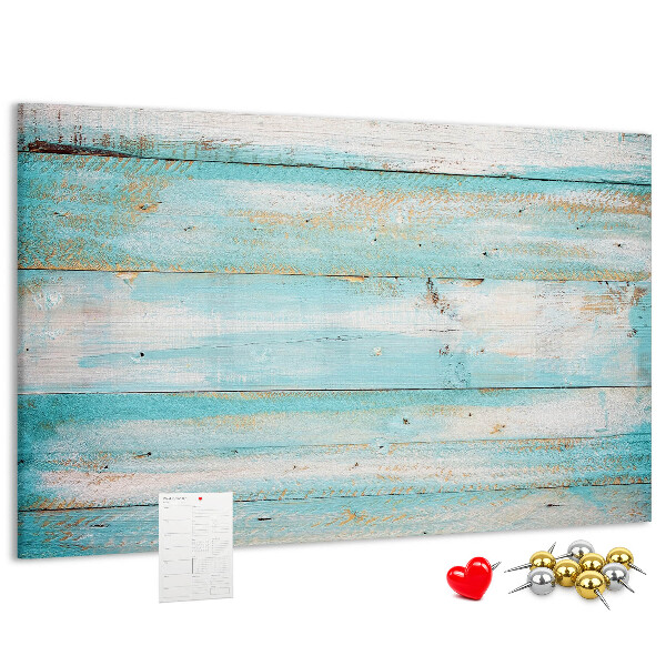 Tableau de liège Planche en bois dans les tons de bleu.