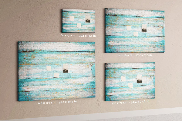 Tableau de liège Planche en bois dans les tons de bleu.
