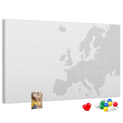 Tableau en liège Carte de l'Europe pour marquer les emplacements