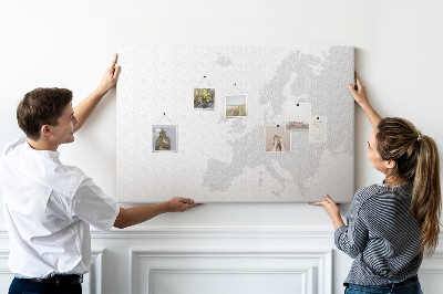 Tableau en liège Carte de l'Europe pour marquer les emplacements