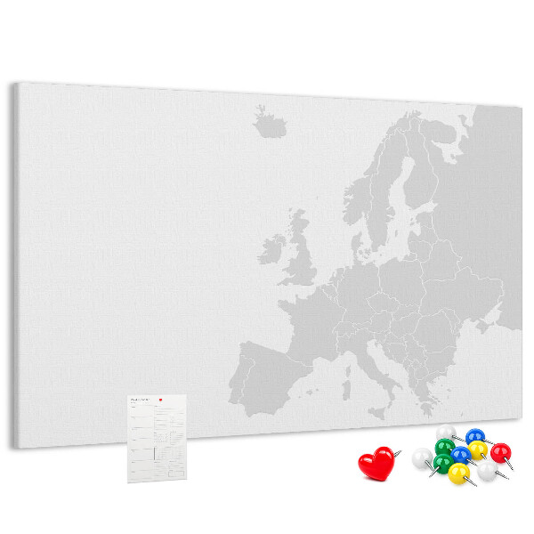Tableau en liège Carte de l'Europe pour marquer les emplacements