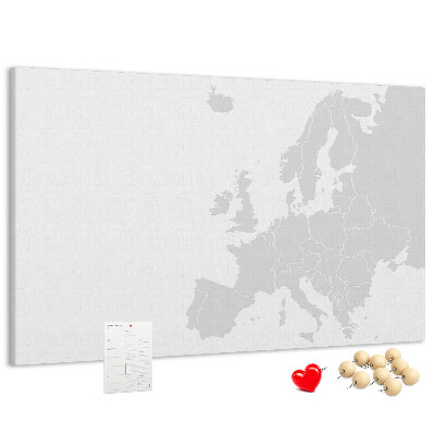 Tableau en liège Carte de l'Europe pour marquer les emplacements