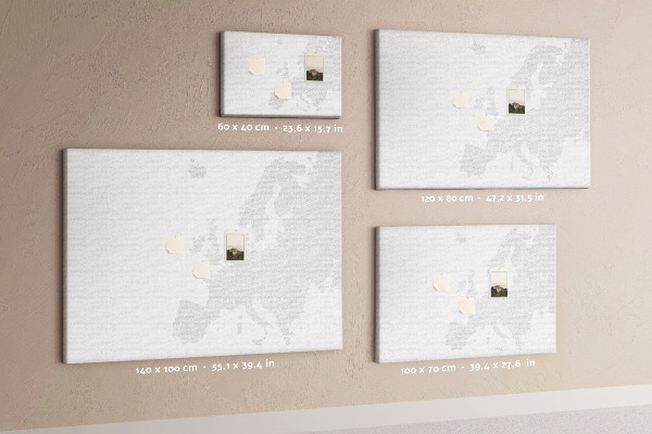 Tableau en liège Carte de l'Europe pour marquer les emplacements